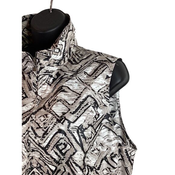 Weekends By Chicos Argyle Diamond Tan Lightweight Vest Cinch Waist Size 2 Large - Picture 2 of 10